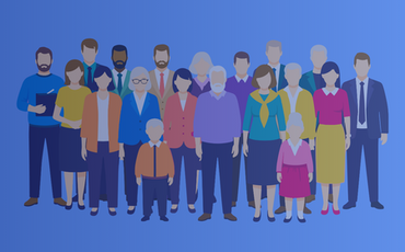 Illustration showing a diverse group of people representing today’s UK workforce