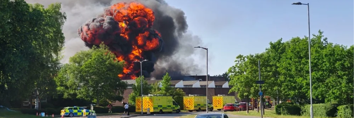 Emergency response to a large-scale manufacturing fire in Bracknell